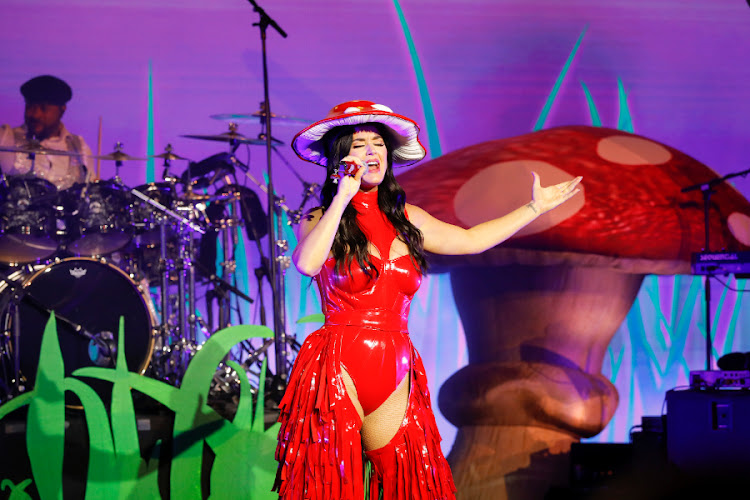 The ship's godmother Katy Perry performs at the launch of the Norwegian Prima.