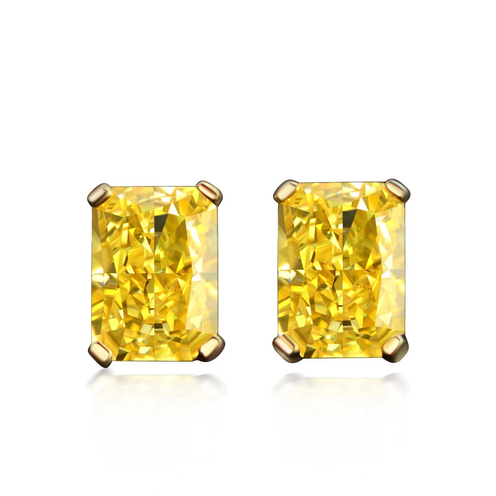 Title 2, Pendientes de plata 925 con brillantes rectangu...