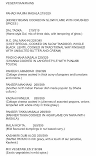 Indian Anghithi menu 1