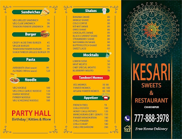 Kesari Sweets menu 