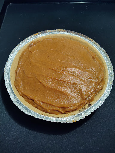 Top layer of Pumpkin mixture applied.