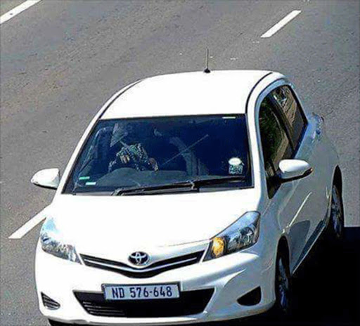 Residents have been asked to be on the lookout for the car‚ a white Toyota Yaris‚ with the license plate ND 576648.