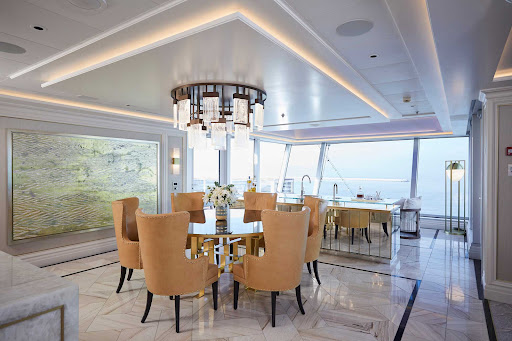 The dining area of a suite aboard luxury ship Seven Seas Splendor.