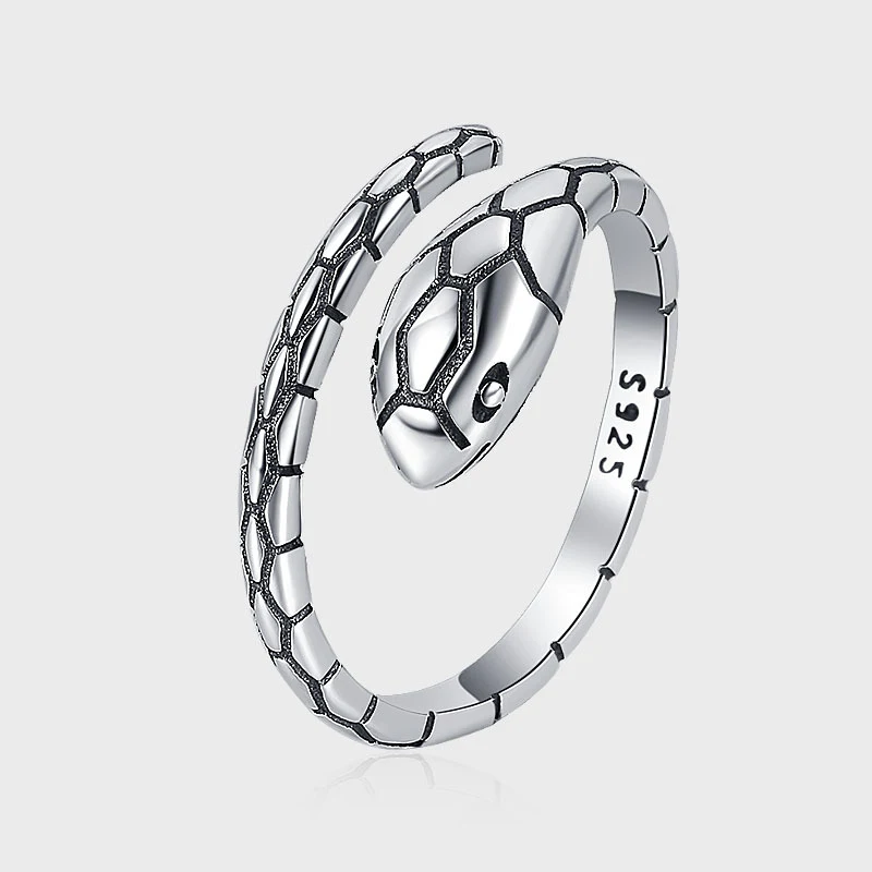 925 Zilveren Ring Ins Fashion voor koppels, Vintage Slangenkop, een stijlvol sieraad voor een unieke uitstraling en perfect om samen te dragen.