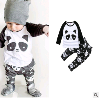 Europese en Amerikaanse babykleding lente en herfst lange mouwen T-shirt letterprint streep set