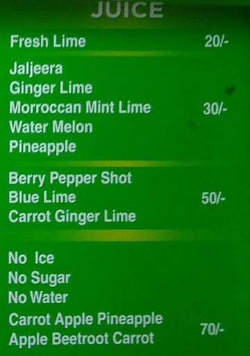 Lassi Shop menu 