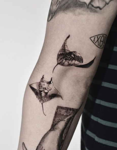 Couple Manta Ray Tattoo