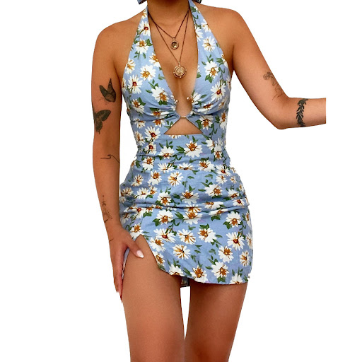 Title 3, Printed Halter Backless Dress Swimsuit, perfect...