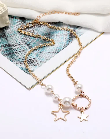Modieuze ketting met imitatieparel, - 1