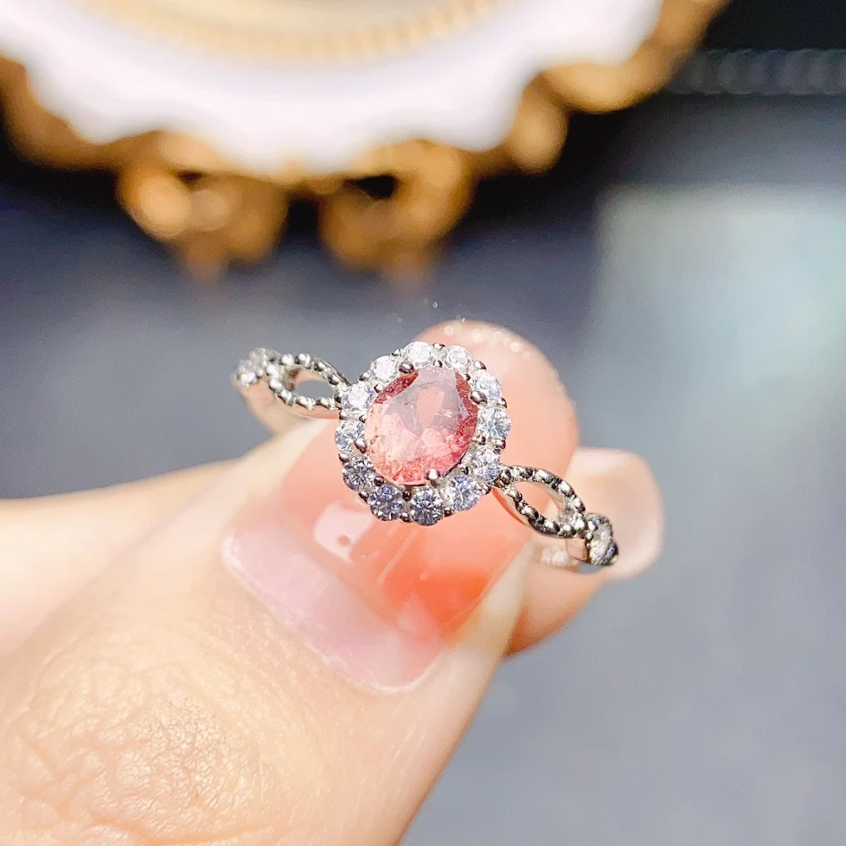 Natuurlijke toermalijn ring voor dames, S925 zilver. Sieraden en damesaccessoires. Voeg kleur en elegantie toe aan je outfit.