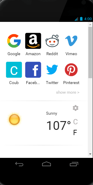المتصفح السريع Screen 1
