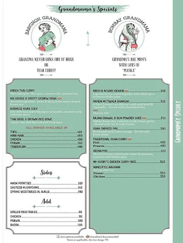 Grandmama's Cafe menu 