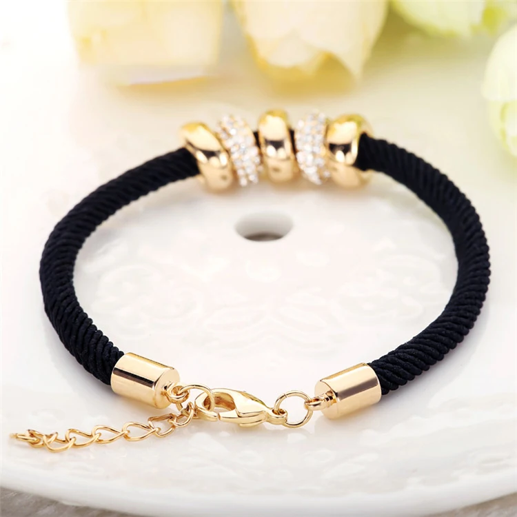 Title 3, Nieuwe Unisex Zwarte Touw Armband met Trendy El...