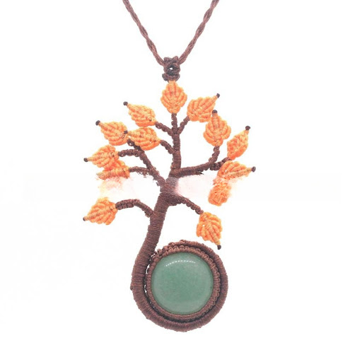 Title 9, Natural Crystal Round Woven Tree Of Life Pendan...