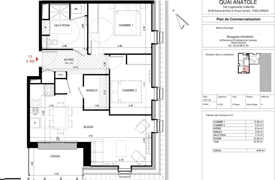 Vente appartement 3 pièces 63 m² à Vernon (27200), 275 000 €