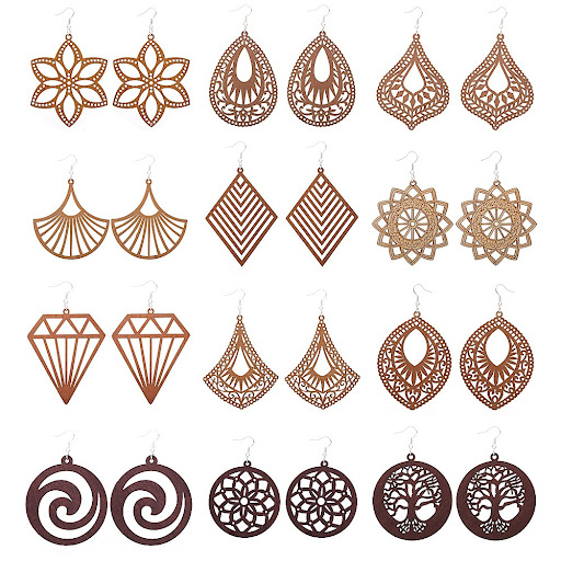Title 8, Exaggerated African Pattern Geometric Wooden Ea...