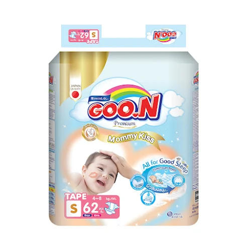 Tã dán GOO.N Mommy Kiss (S, 4kg-8kg, 62 miếng)