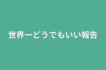 世界一どうでもいい報告