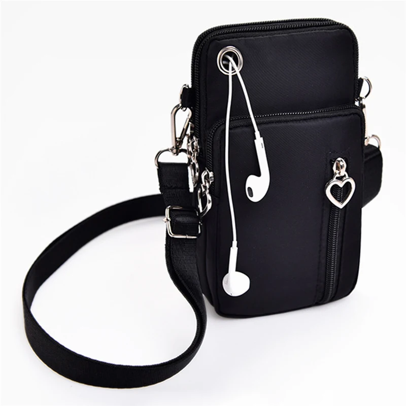 Bolsa feminina mini transversal para celular, com alça de pescoço, saco de tecido e bolso de pulso. Ideal para transportar seu telefone com praticidade.