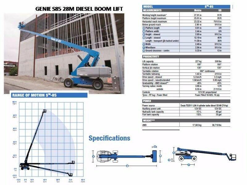 Xe nâng người cần thẳng 28m.