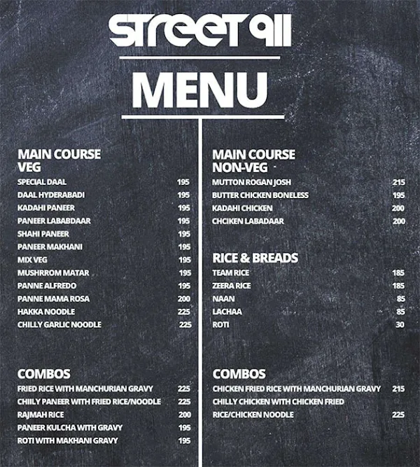 Street 911 menu 