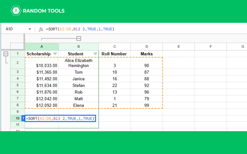 How to Sort in Google Sheets