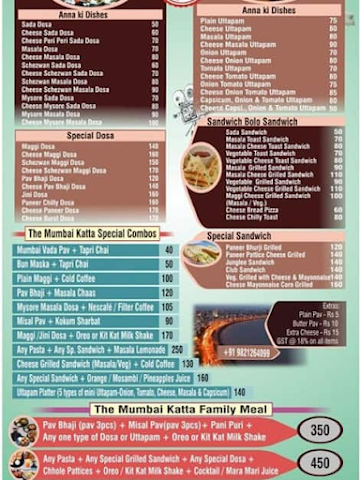 The Mumbai Katta menu 