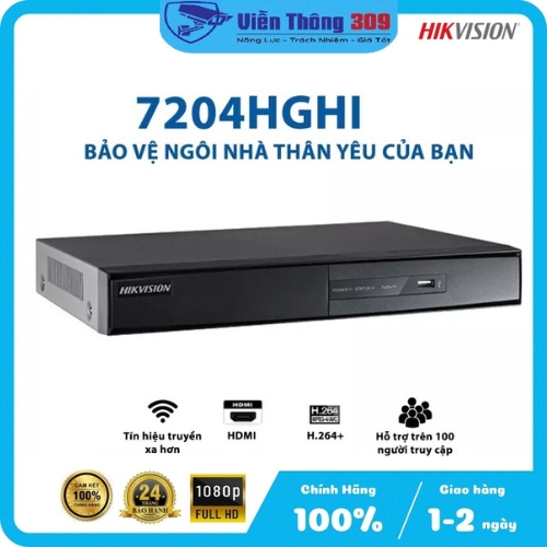 Đầu Ghi Hình Hikvision Ds - 7204Hghi - K1 (S) 4 Kênh 2Mp, Đầu Ghi Camera Vỏ Sắt - Hàng Chính Hãng