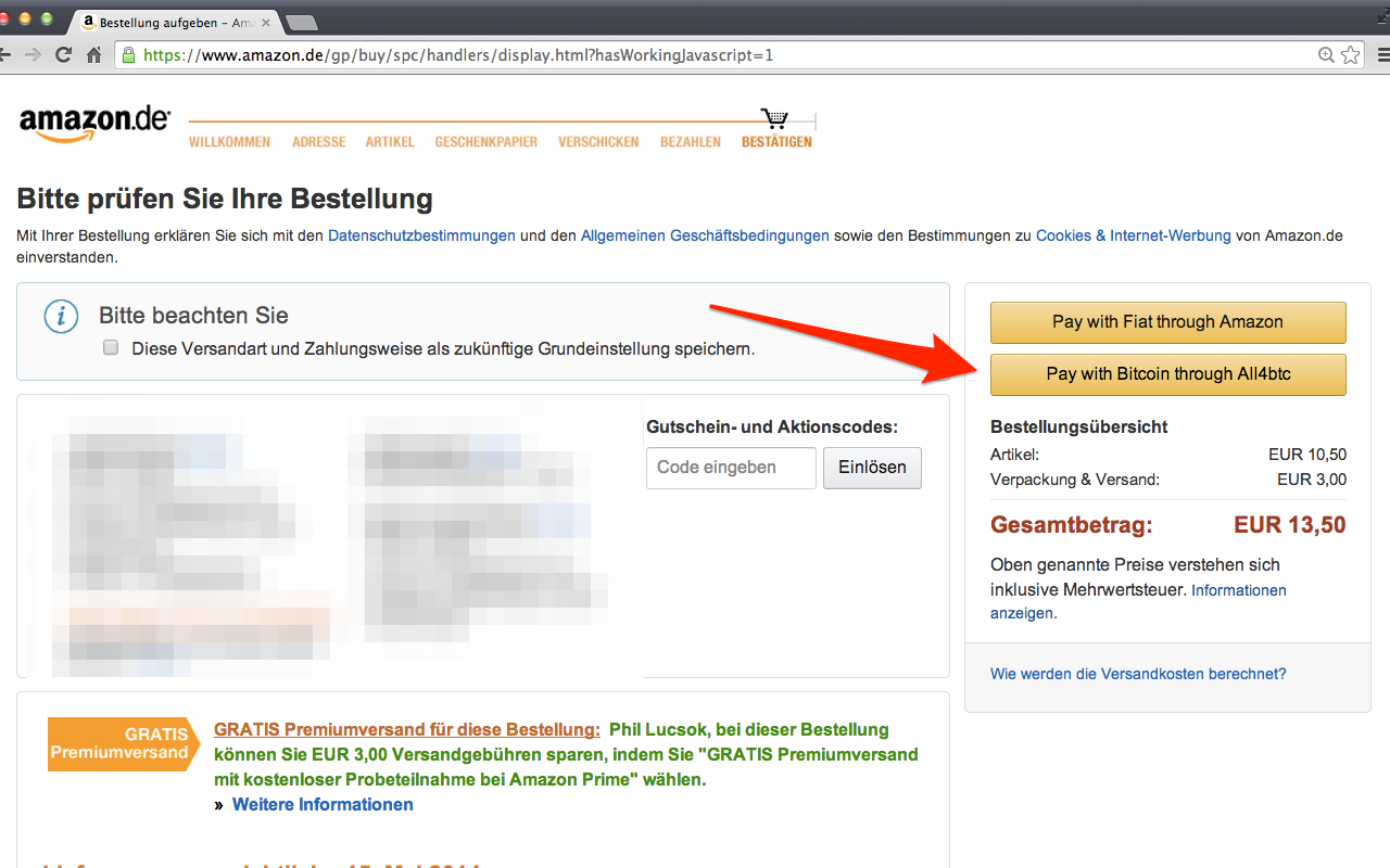 1-click Amazon Bitcoin checkout Preview image 5