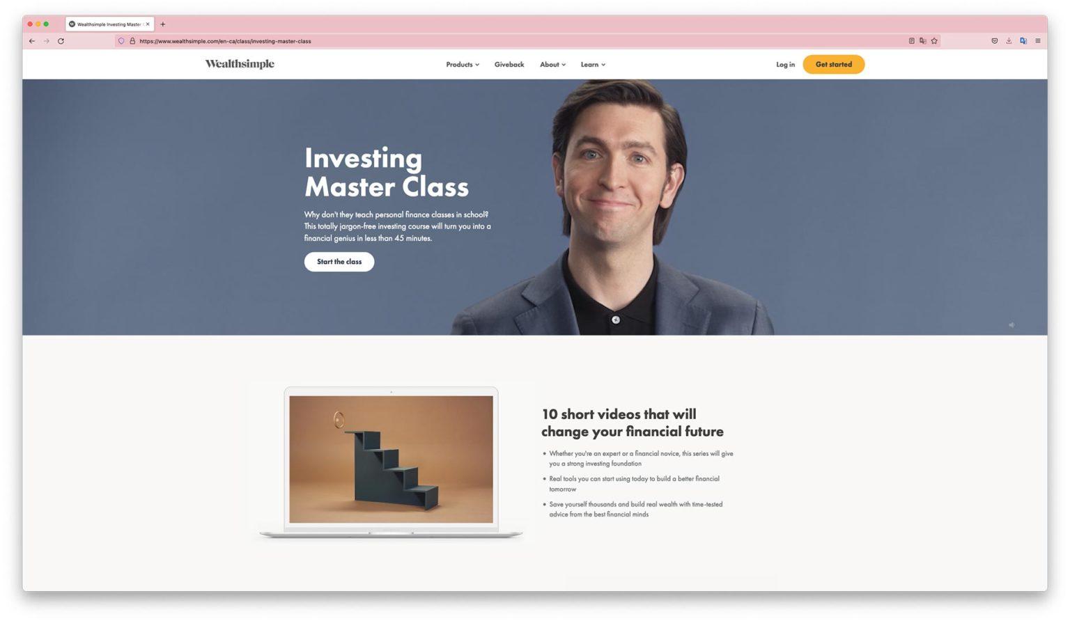 Invest in master class campaign screen shot 