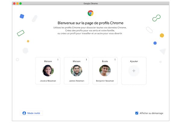 Capture d’écran du nouveau profil Chrome