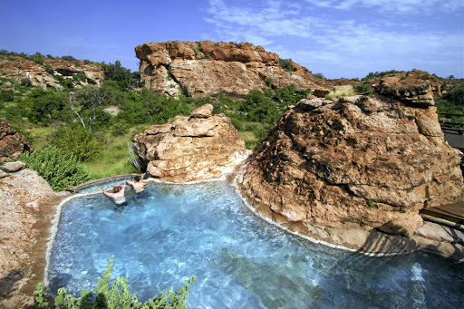 The pool at Leokwe Camp is tucked in between sandstone boulders. You can even do some game viewing from the water.