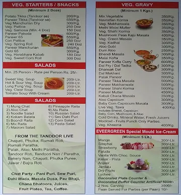 Evergreen Caterers Veg & Non-veg menu 