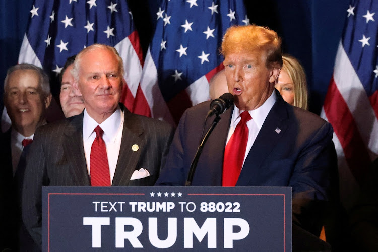 Republican presidential candidate and former US President Donald Trump hosts a South Carolina Republican presidential primary election night party in Columbia, South Carolina, US on Saturday. Picture: REUTERS/ALYSSA POINTER/FILE PHOTO