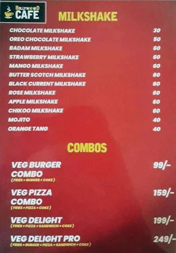 Bollywood Cafe menu 