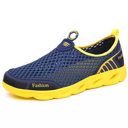 Title 4, Pedal mesh upstream shoes for couples. Designed...