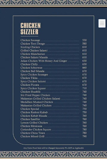 YKS Sizzlers Multi Cuisine Bar menu 