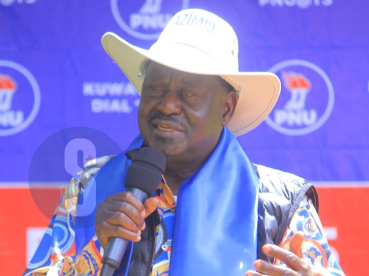 Azimio leader Raila Odinga speaking during an event to mark PNU's 15th anniversary on January 31, 2024.