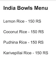 India Bowls menu 1