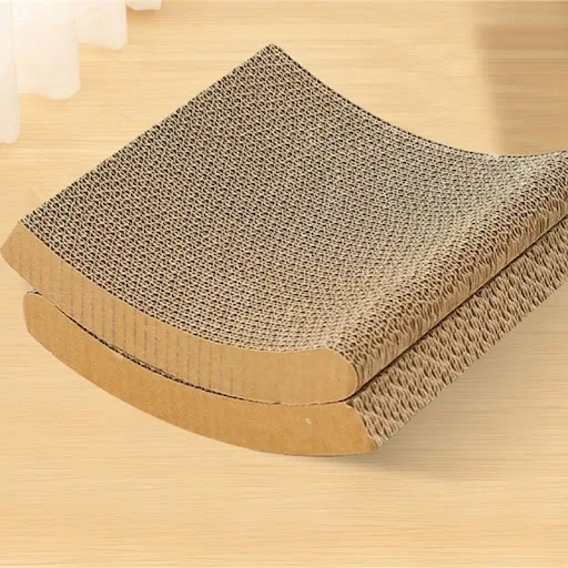 Wooden Cat Scratcher Bed Moon Shape Cat Scratch Board Furniture Protector Climbing Claw Scraper Protect Carpets and Sofa