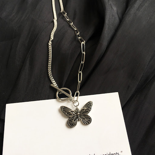 Title 4, Fashionable Personality Metallic Butterfly Neck...