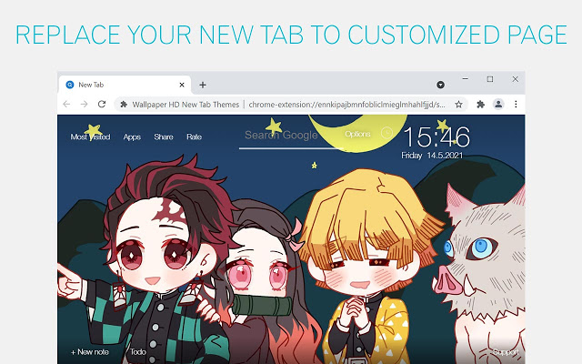 Demon Slayer Chibi Background Custom NewTab