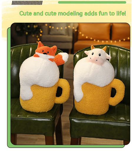 Title 14, Home Decoration Beer Cow Doll Pillow, Soft and ...