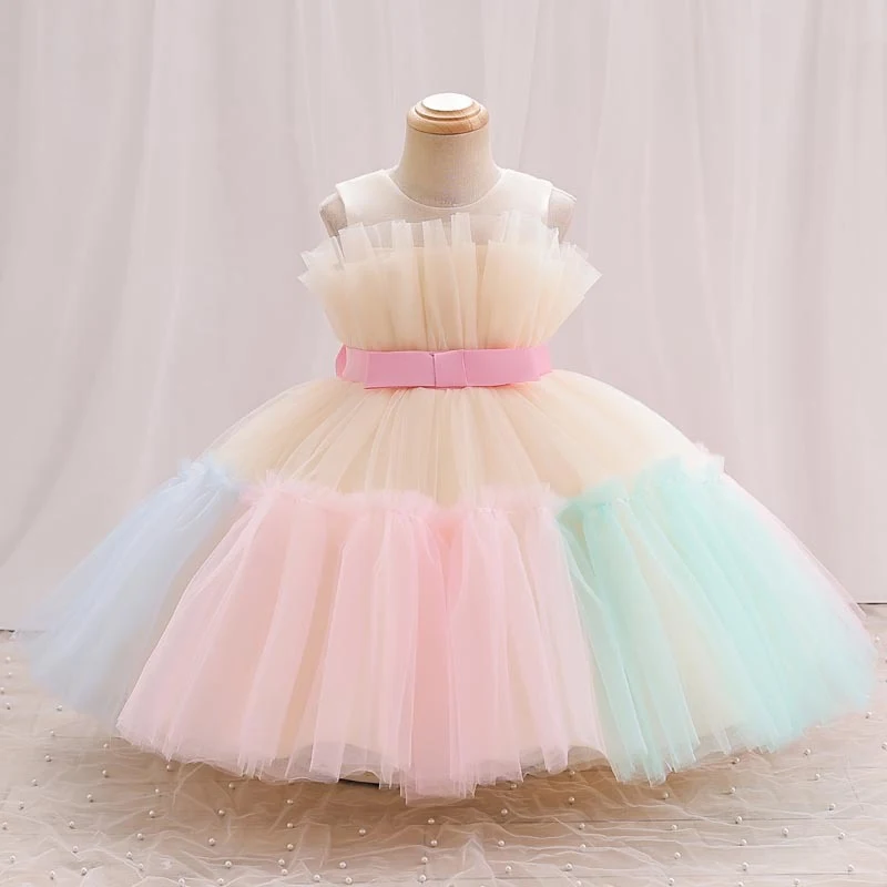 Kinderregenboog Mesh Prinsessenjurk Charmante jurk om in te spelen en te feesten Ademende stof voor optimaal draagcomfort Betoverende en leuke look