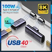 [40Gbps/8K] Bộ Đầu Chuyển Đổi Nam Châm Từ Tính Type C Sang Type C Usb3.2 100W 40Gbps Xuất Video 8K 60Hz