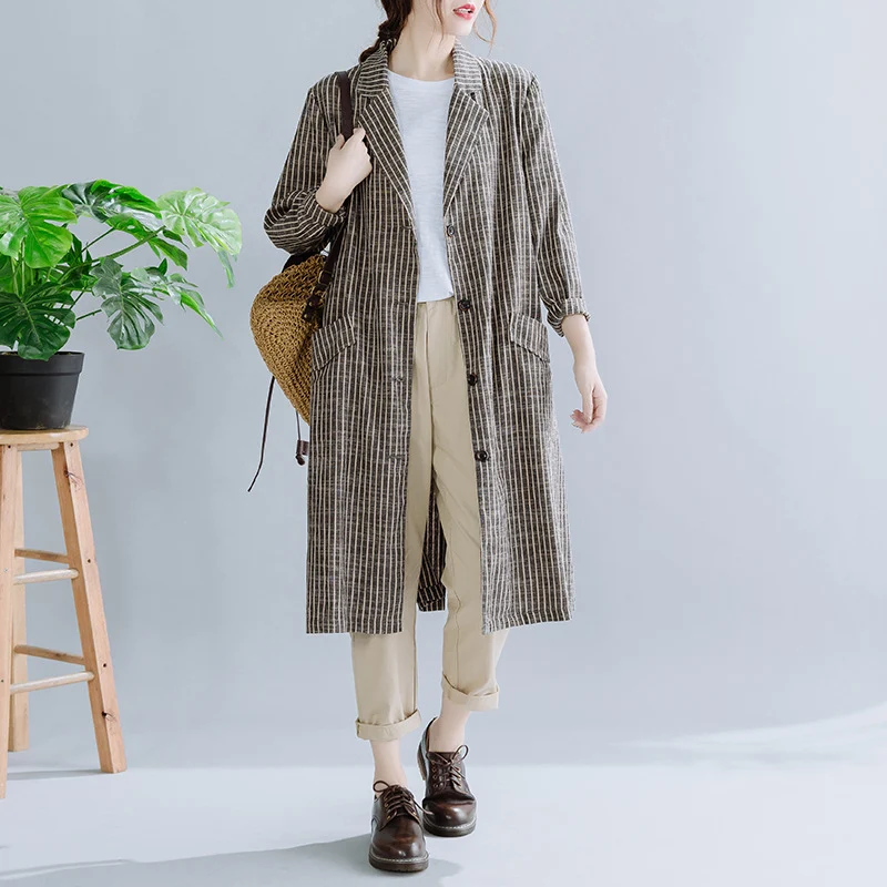 Moda de temperamento de algodón y lino de estilo coreano