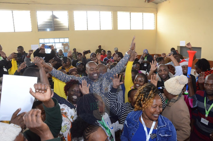 Supporters of MP-elect Benjamin Gathiru celebrate