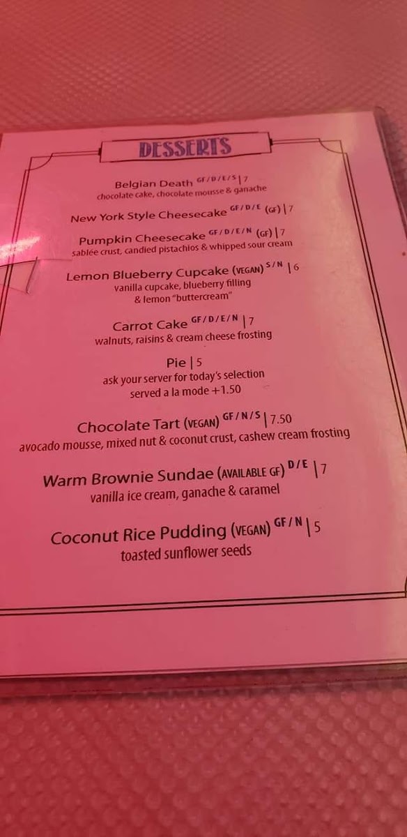 Lots of GF dessert options!