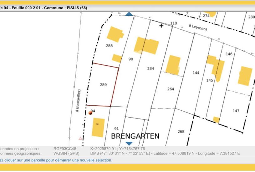  Vente Terrain à bâtir - à Fislis (68480) 