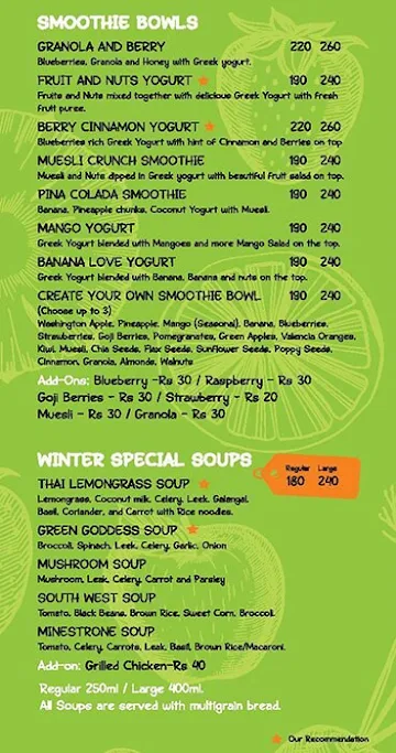 Crudo Juicery menu 